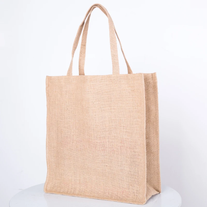BSCI Audited Factory Promotional Linen Tote bags Reusable Cotton Jute Grocery Shopping Bag for Travel Shopper