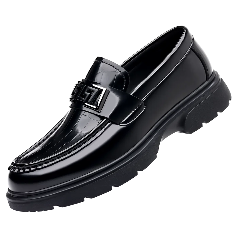 Men's Thick Sole Leather Shoes High End Trendy Shoes Lefu Shoes Business British Leisure PU Winter Shoes for Men Rubber 