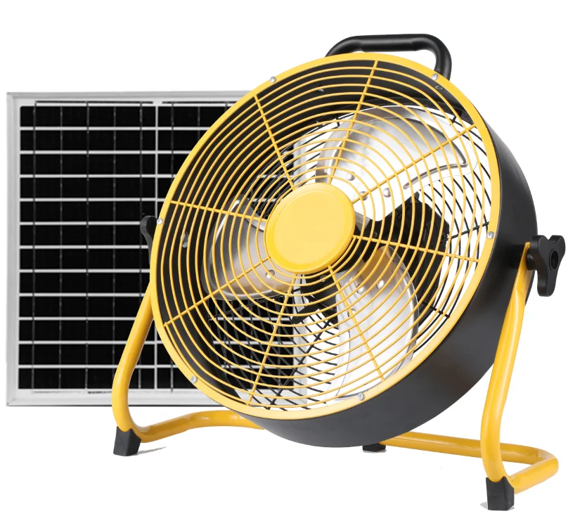 cordless fan with clamp 14inches portable cordless fan HJ-14RDB with big handle for easy take out solar fan