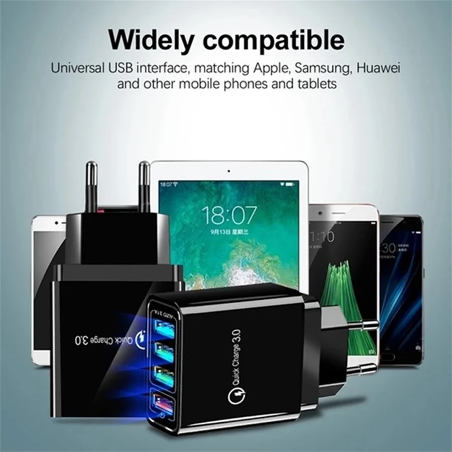 4-Port Multi USB Wall fast Charging adapter QC 3.0 4 ports usb quick travel charger for mobile phone charger