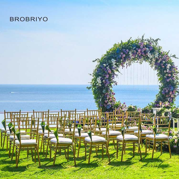 Wholesale Cheap Price Aluminium gold Golden Chiavari Banquet Chairs Stackable Wedding Party Rental Chair For event