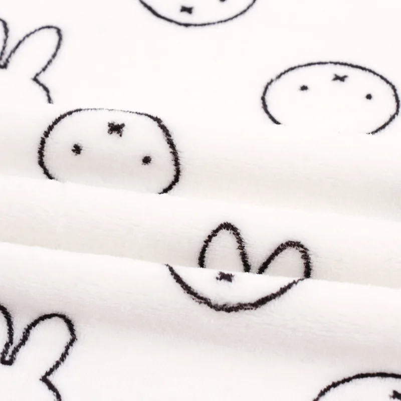 Knitted 100% Polyester Double-sided Fleece Cartoon Rabbit Printed Flannel Fabric