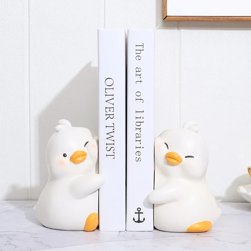 creative duck figurine cute hug ducks decorative bookend resin book ends for shelves