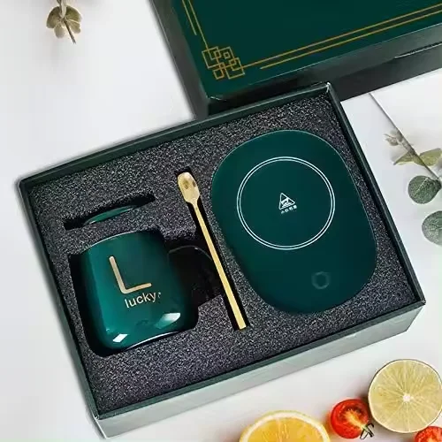 Custom Logo Gift Valentine Wedding Company 55 Degree Cup Sublimation Electric Warmer Souvenir Tea Mug Box Ceramic Coffee Cup Set