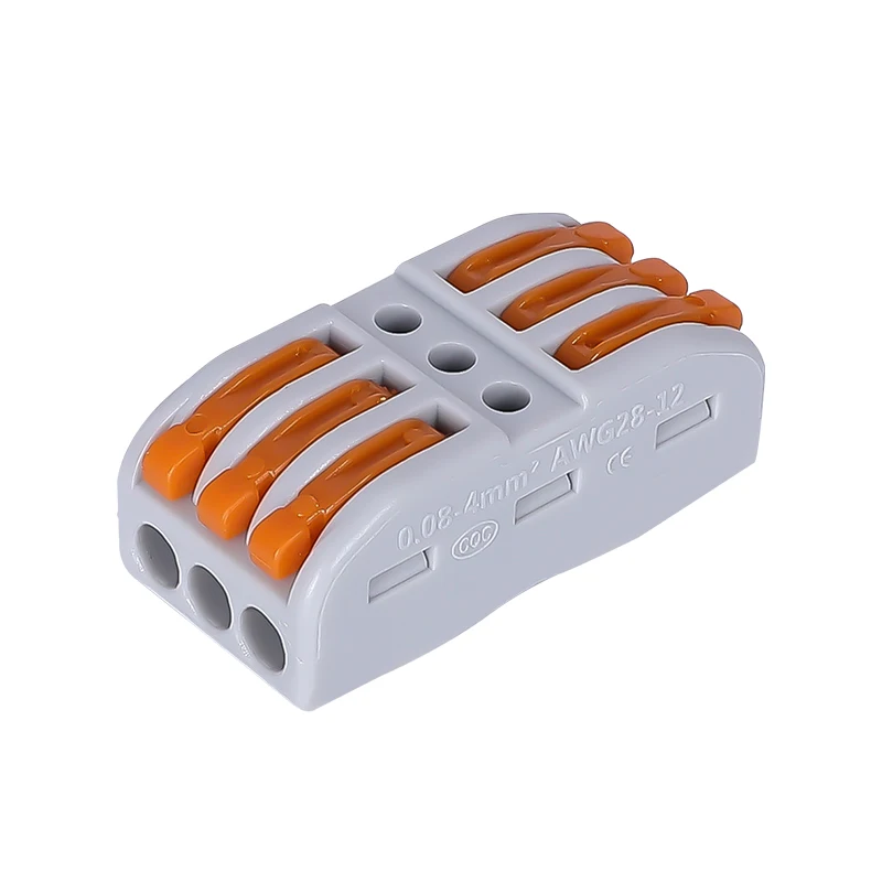 Compact Lever Nut Wire Conductor Quick Terminal Block 223 spl-3 3 in 3 out Circuit Inline Splice push wire connector
