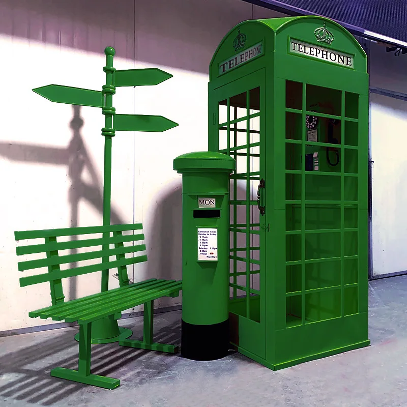 White Pink Phone Booth For Wedding Decor Handmade Iron Crafts Hotel Shopping Mall Decor Blue Telephone Booth