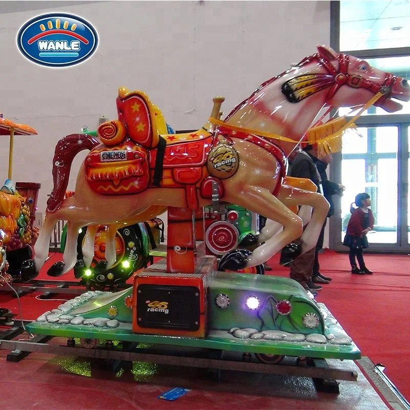 Amusement Park Kids Ride Horse Train Electric Rail Train Colorful Carousel Horse Style Outdoor Kid Train