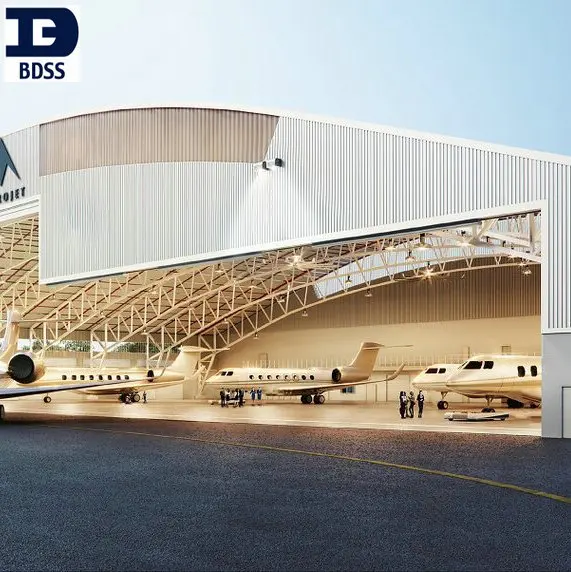 
Wholesale Prefab Steel Structure for Airport Hangar or Warehouse with Truss Roofing 