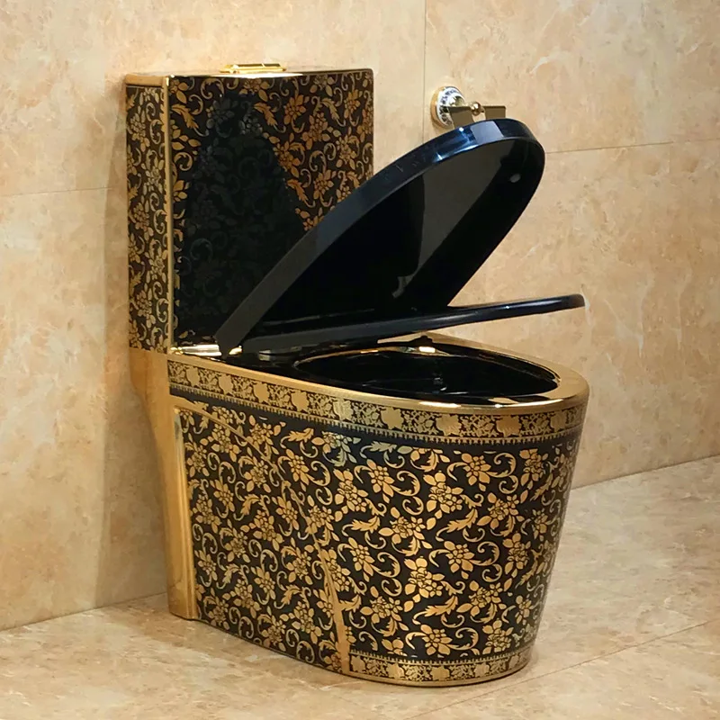 Bathroom black gold toilet European style anti-odor flush toilet creative toilet color