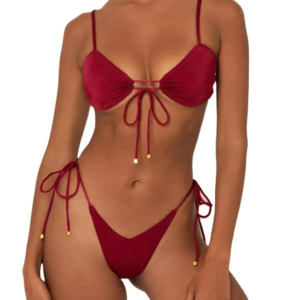 2023 Bikini Swimsuit Solid Color Bikini Set Solid/Print Swimwear Sexy Biquini Bathing Suit Women Bikinis String Beach