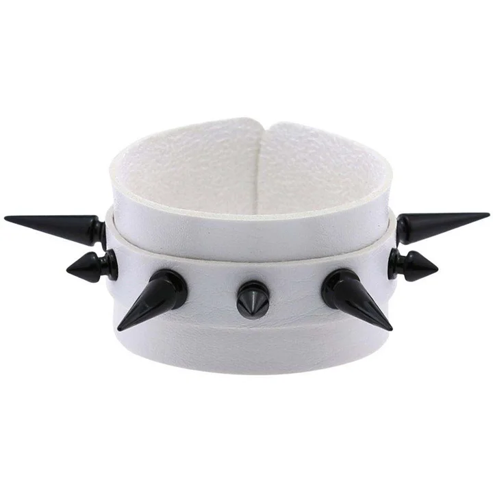 Unisex Punk Gothic Rock Black  Nail Rivet Wide Leather  Bangle Bracelets
