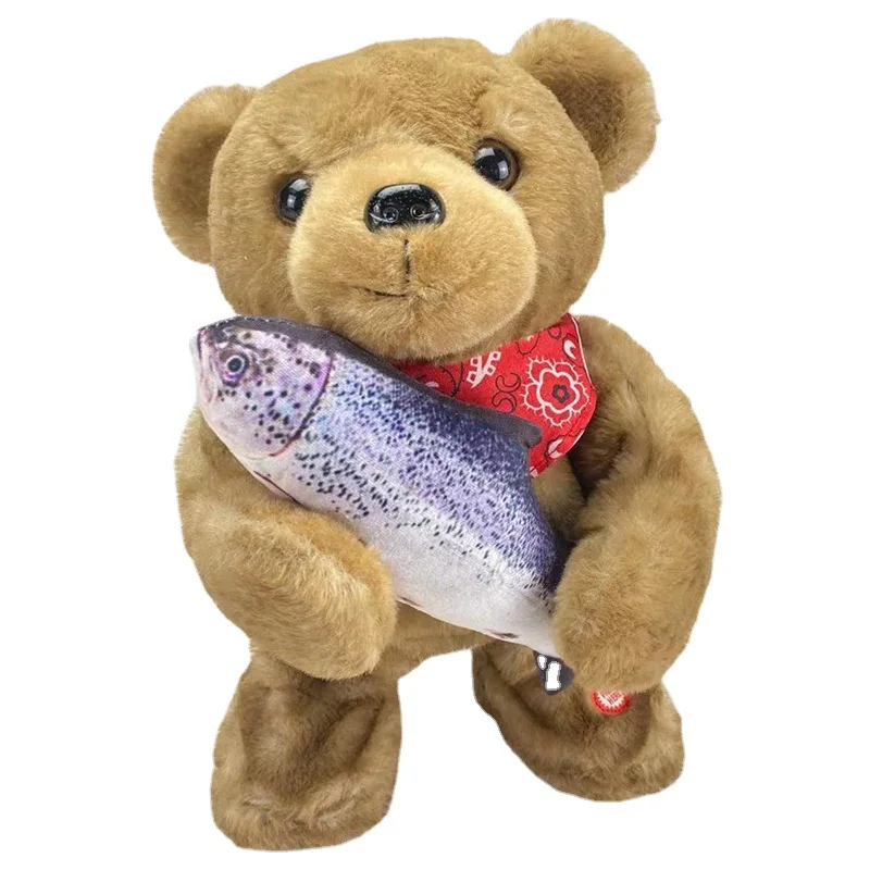 HY198 Wholesale Fish Holding Doll Fish Holding Plush Doll Dancing And Singing Plush Electric Toys