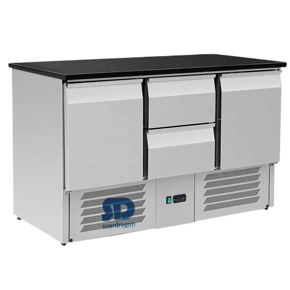 Soardragon Black Granite Top Salad Refrigerator Salad Prep Work Counter Marble top Pizza Refrigerated Worktable