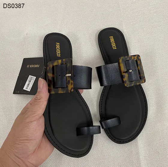 Latest design open toe ladies shoes  style women Flat summer shoes