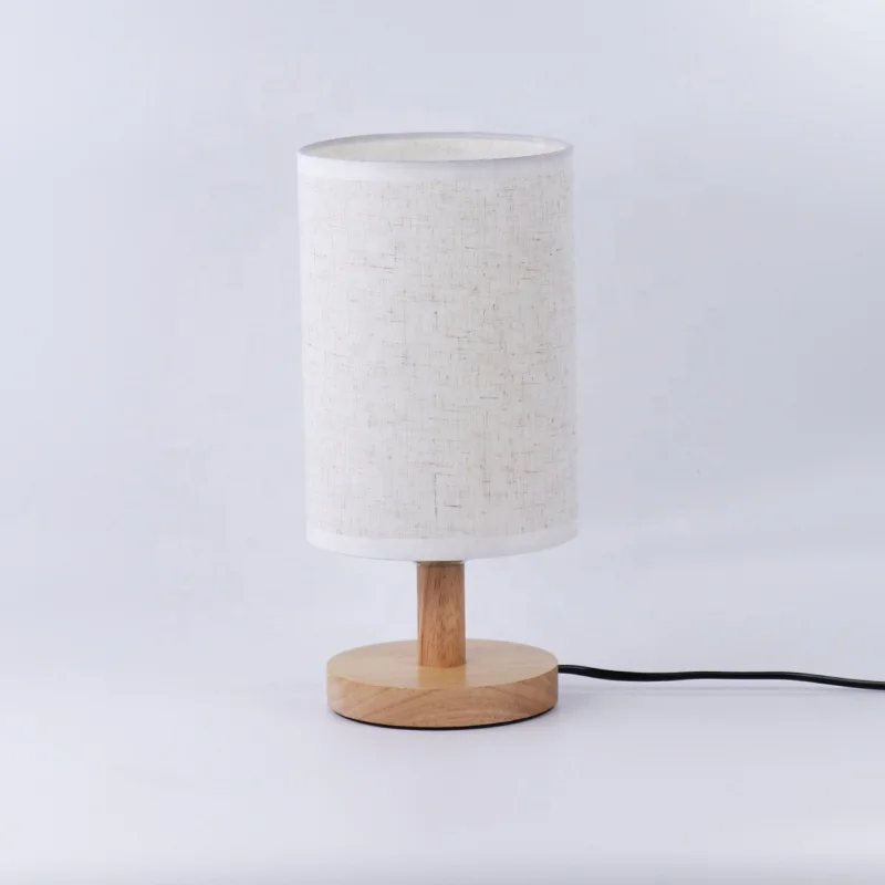 Decorative fabric Lamp Nordic Modern Style Hotel Desk E27 Wood Table Lamp With Lampshade Nordic simple high-end desk light