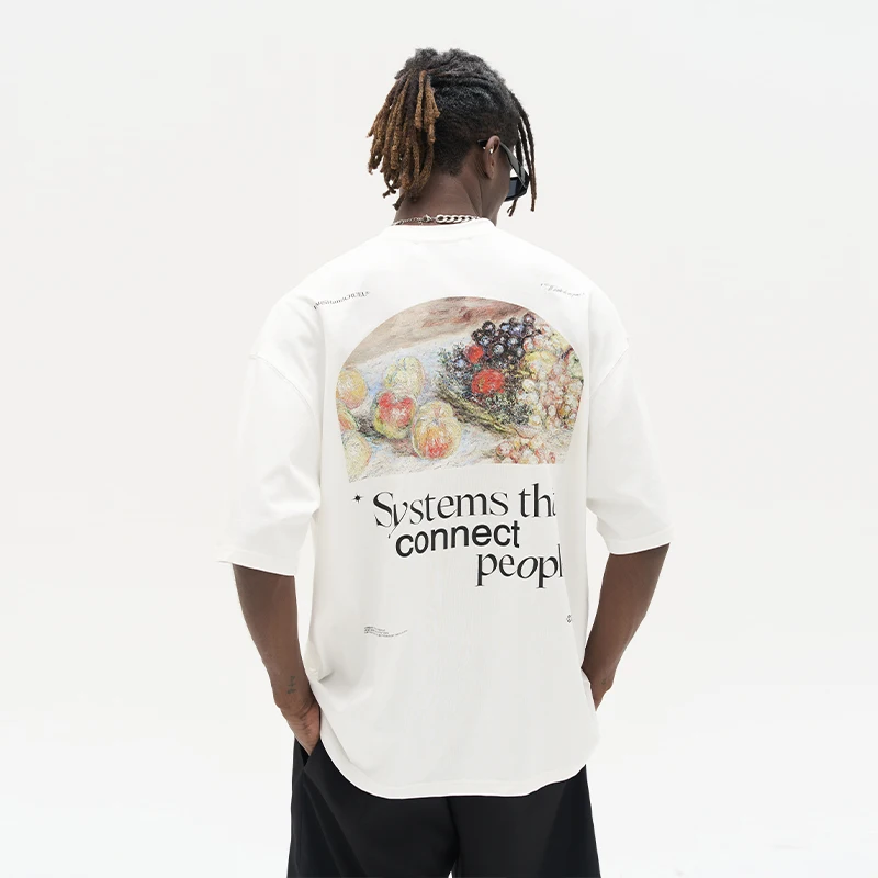 Chinese supply popular streetwear teens t shirt custom printing pure color plus size pullover baggy T-shirt for men