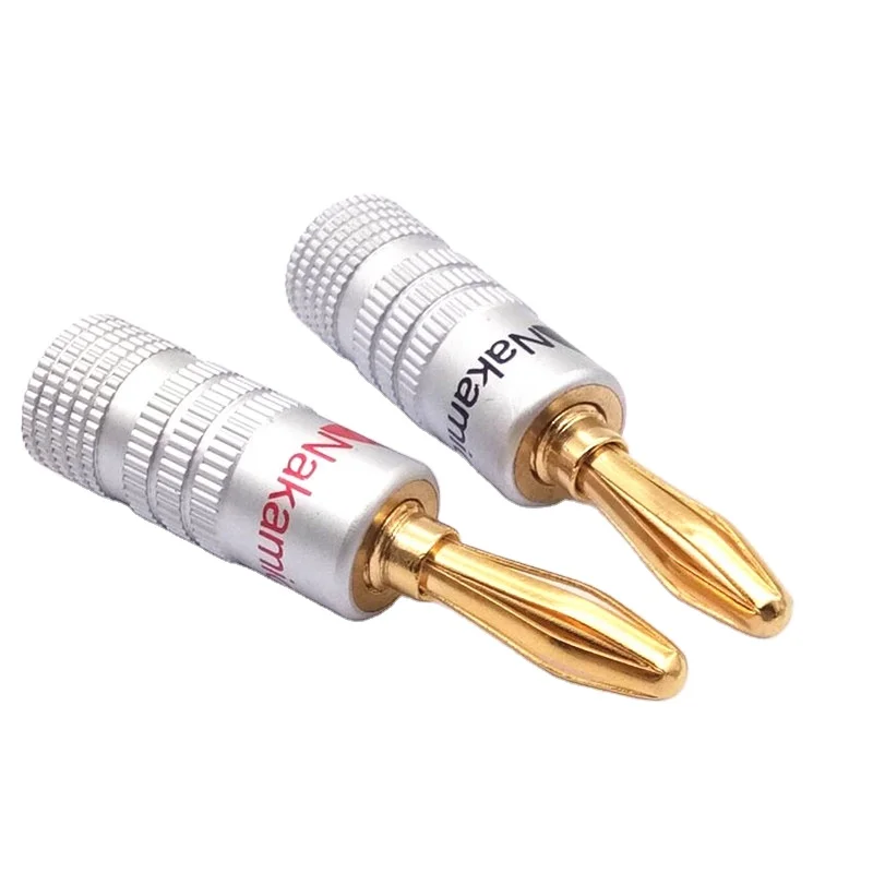Высококачественный прямой 4 мм банановый штекер Nakamichi 24K позолоченный медный разъем BFA для