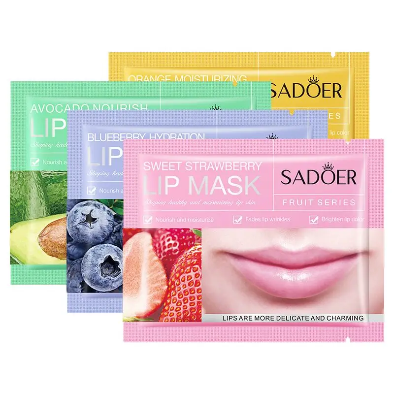 SADOER private label skin care korean style wholesale blueberry moisturizing gel sheet pink crystal collagen sleeping lip mask