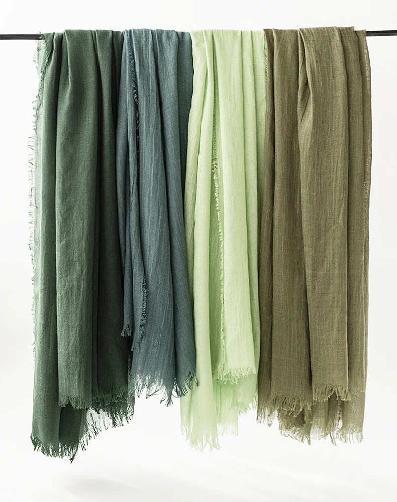 Cotton linen scarf women spring and autumn solid color Japanese and Korean scarf sun protection warm shawl simple retro Muslim