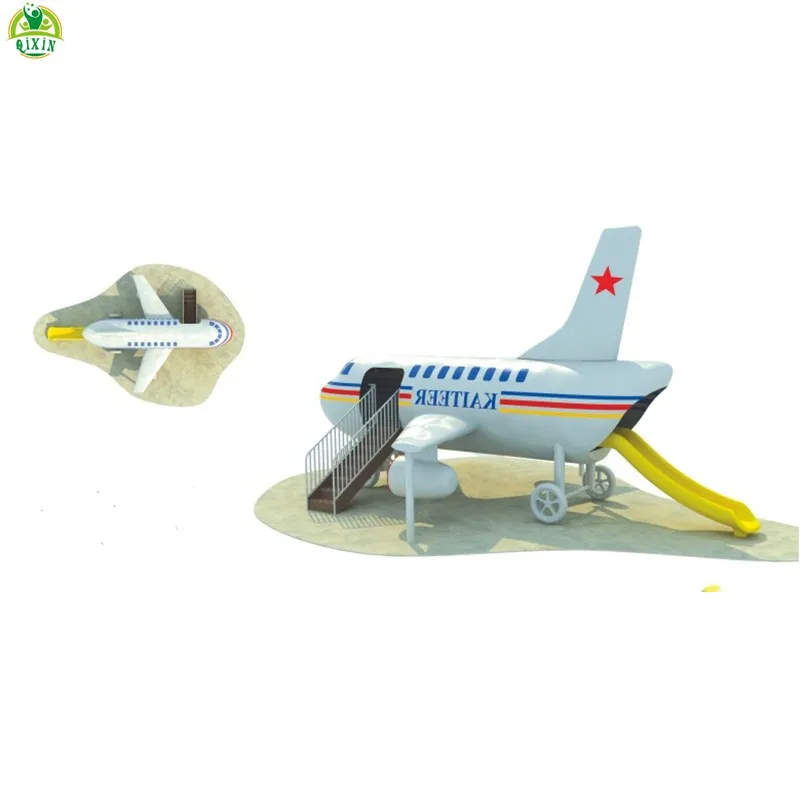 2021 New design airplane toy model decoration children fiberglass kids airplane outdoor playground equipment