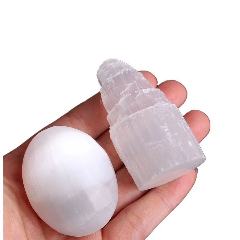 Natural various styles white rock Reiki Crystals Healing White Selenite tower