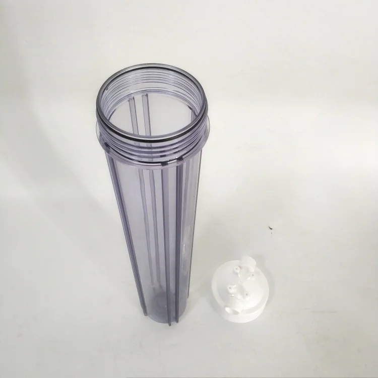 Household 20H 3/8 port 1/2 port single O ring clear plastic with pressure relief water filter cartridge housing