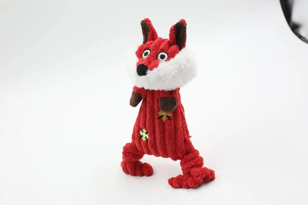 
Wholesale pet toy corduroy red fox plush stuffed dog training toys 