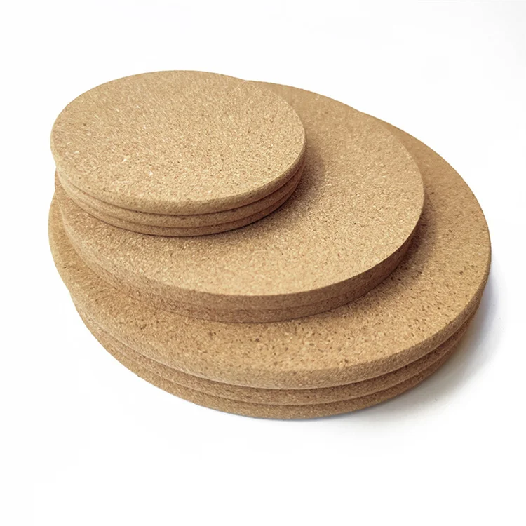 Factory Price Square Round Cork Coasters For Drinks Custom Logo Wholesale Table Cup Mats Set Print Natural Wood Coasters