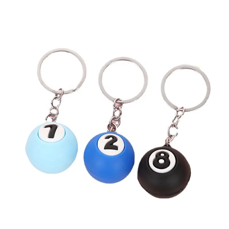 Creative Mini Simulation Billiard Key Chain Billiard Cute Keychain Stress Ball Factory Customized Squeeze Toys