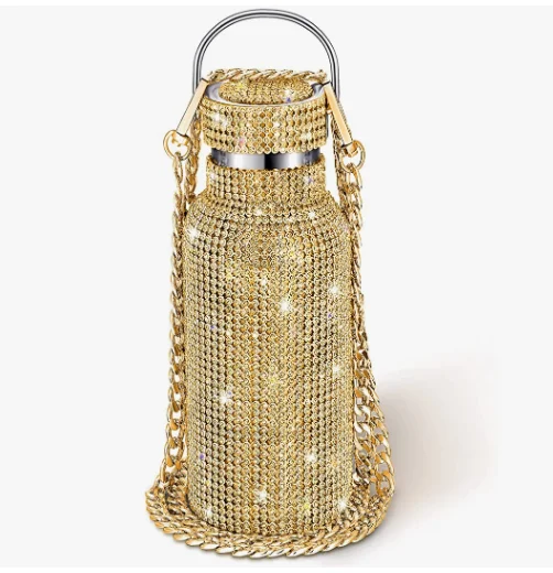 Женские Золотое вакуумное Bling Браслеты из нержавеющей стали, браслет из нержавеющей стали тепловой многоразового изоляцией из нержавеющей стали бутылки