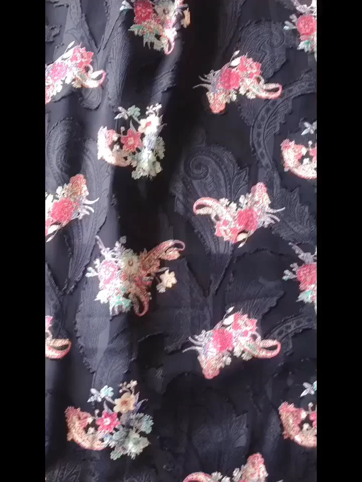 100% Jacquard Polyester Digital Printed Chiffon Shirt Dress Clothing Fabric Brocade Jacquard Woven EN Rohs Printed Saree 100GSM