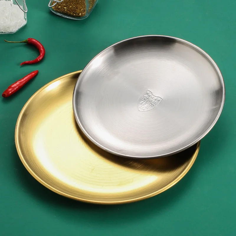 Stainless Steel Dishes Metal Dinner Plate For Camping Serving Furit And Food Plate