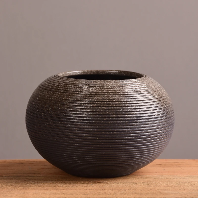 Classic Hand Drawn Embryo Stripe Bright Glaze  Porcelain Home Decor Ceramic  Flower Vase