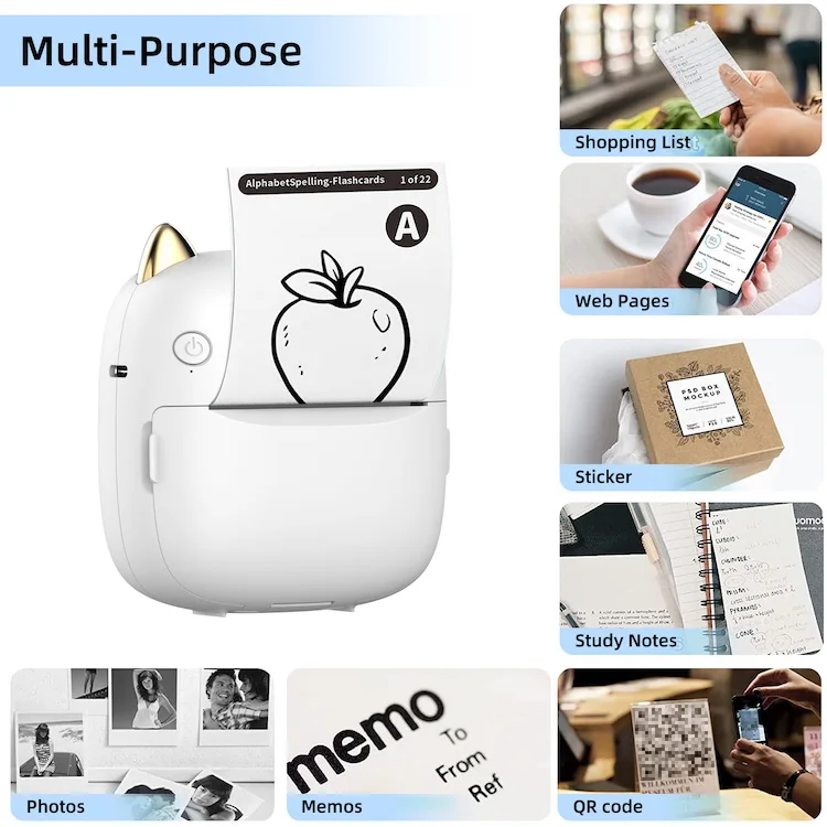 Hot Selling Portable Study Kid Student Stickers Label Photo Wireless Printer Thermal Pocket Mini Printer