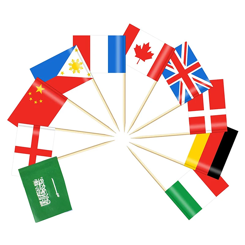 Wholesale Cake Decorating Country Flags Wooden Skewer Flag Switzerland Disposable Cake Flags