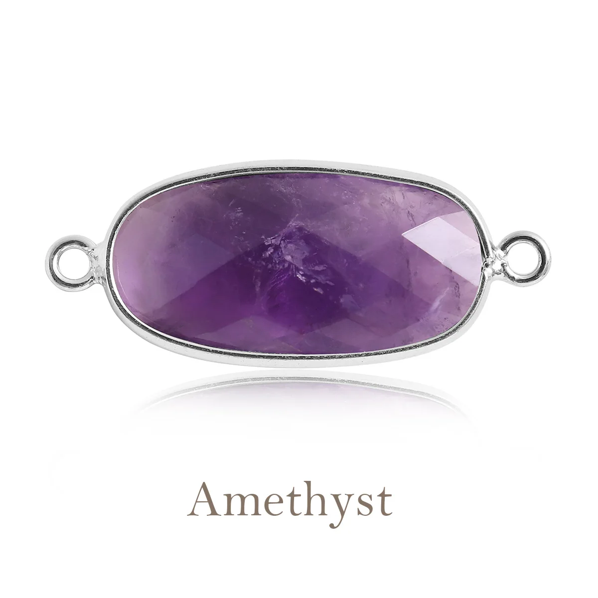 Natural Stone Crystal Oval Gold Double Connector Pendant For Bracelet DIY Gemstone Jewelry Pendant Jewelry 12*22mm