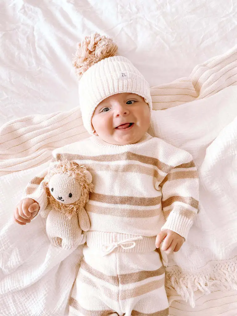 High Quality Newborn Baby Clothes Knitwear Chessboard Checked Plaid Two-pieces Knitted Sweater Set Long Sleeve Clothing Set