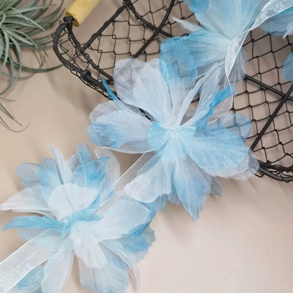 13cm Multicolor Organza Gradient Lace Fabric 3D Flower Decoration Accessories Wedding Dress Corsage Fabric