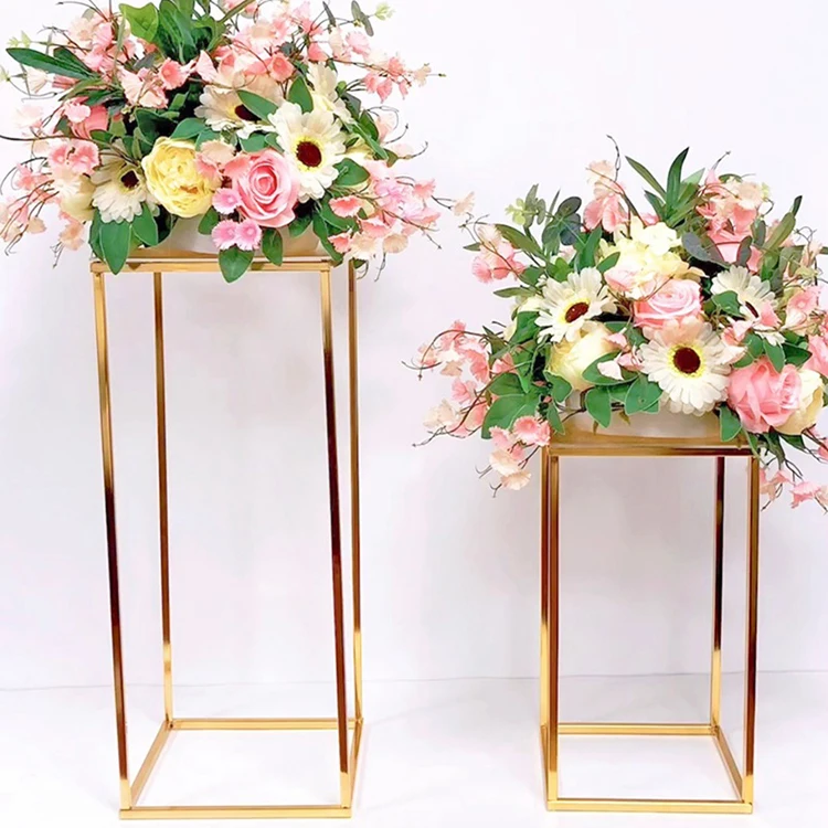 Geometric Centerpieces Vase Wedding Metal Flower Floor Vase Column Flower Stand for Tables