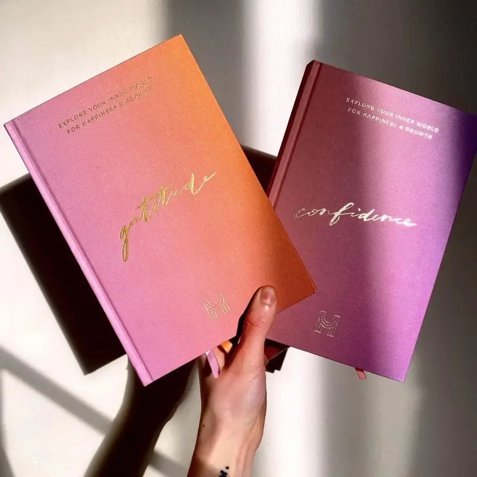 Custom Logo Hardcover Gratitude Self Care Wellness Manifestation Happiness Diary Embossed Gemstone Infused Dream Journal