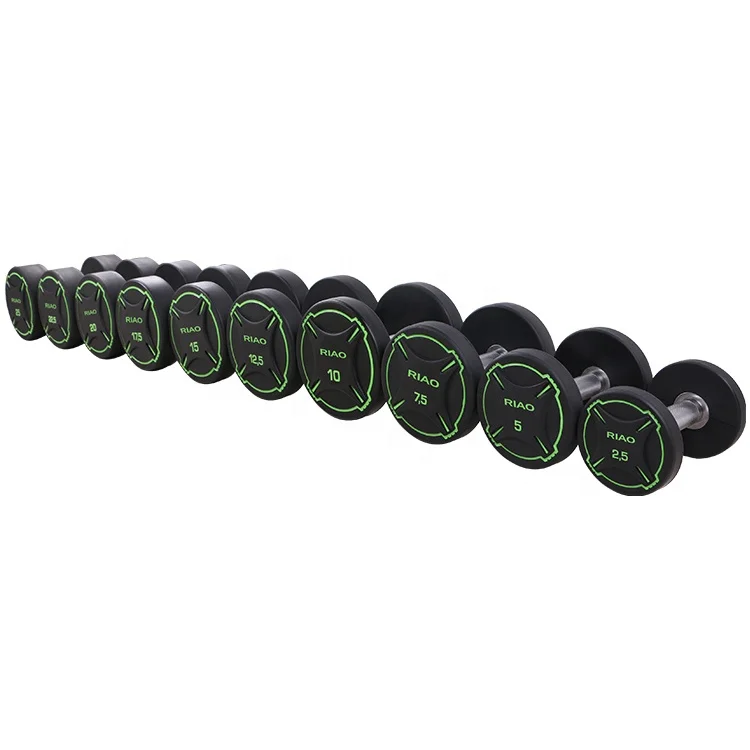 Commercial gym used round PU urethane dumbbells set