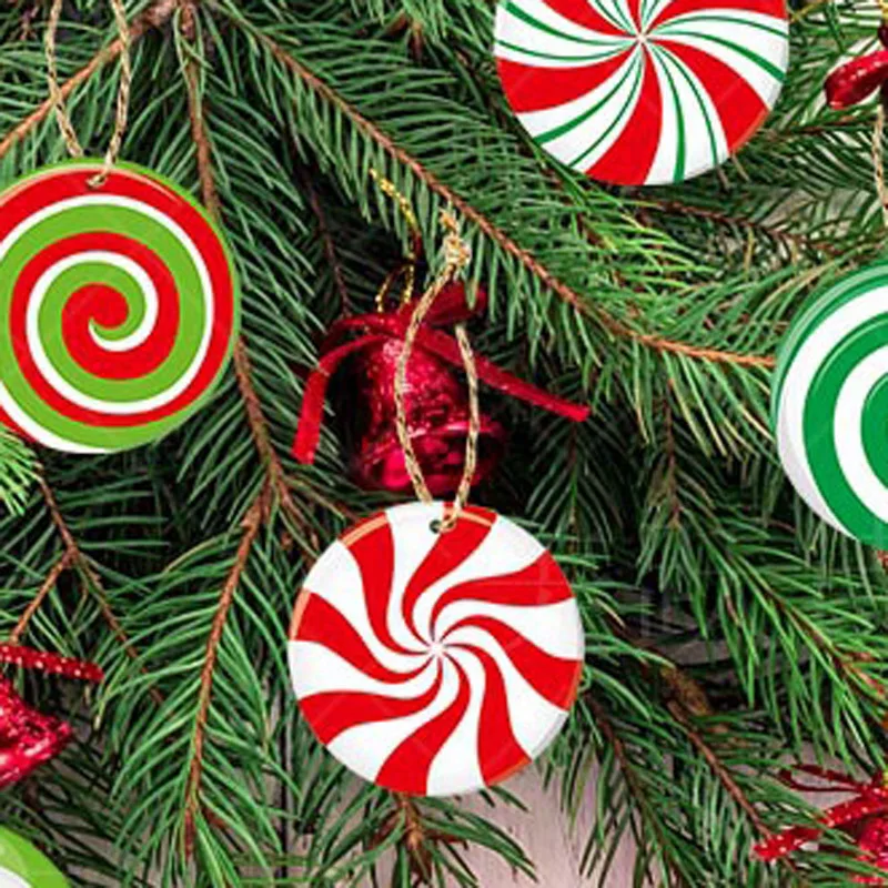 (16 Pcs/pack) ColorfulCandy Paper Pendant flakes Hanging Christmas Decorations Crafts Xmas Tree Hanging Gift Tags Handmade DIY