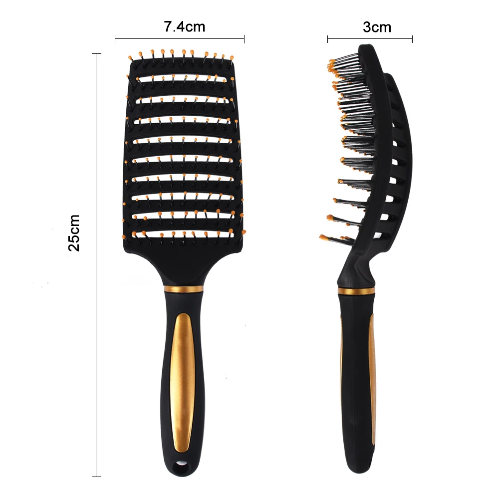 Fashional italy styling curved vent hair brush light drying fast curly ladies hair brush