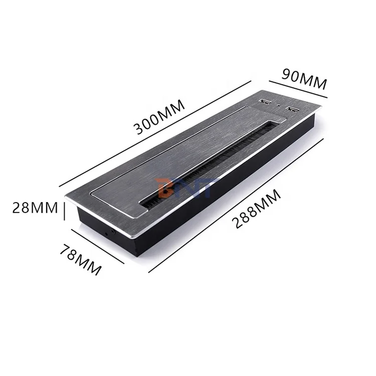 Integrated double USB Charger Soft Close Damping Tabletop Flip Up Cable Grommet Box Flip Panel for Desktop Socket