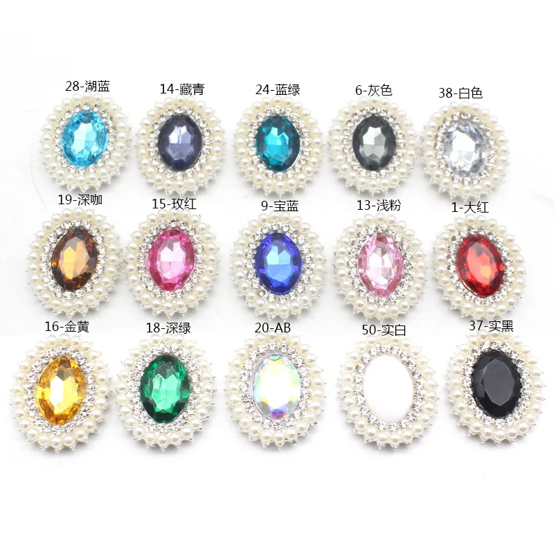Alloy Crystal Brooch Ellipse Crystal Glass Charm Pendant For DIY Women Earring