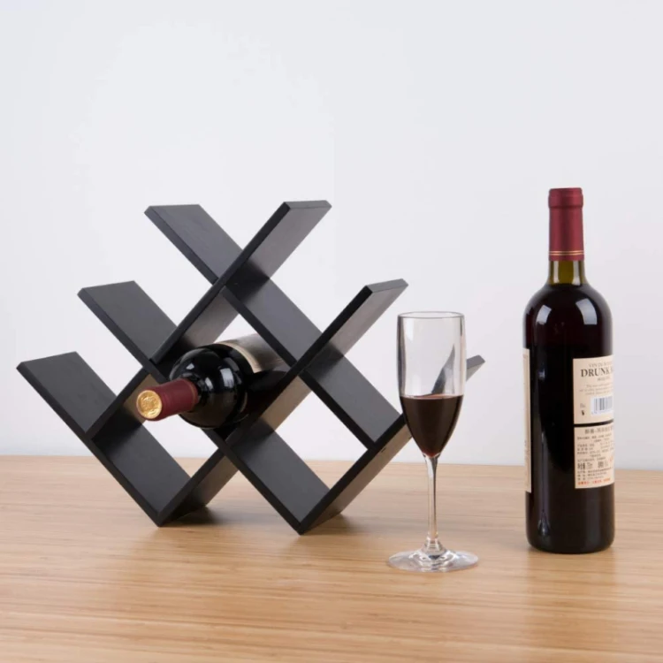 BAMBKIN wood wine bottle racks display modern countertop wine rack  with table top
