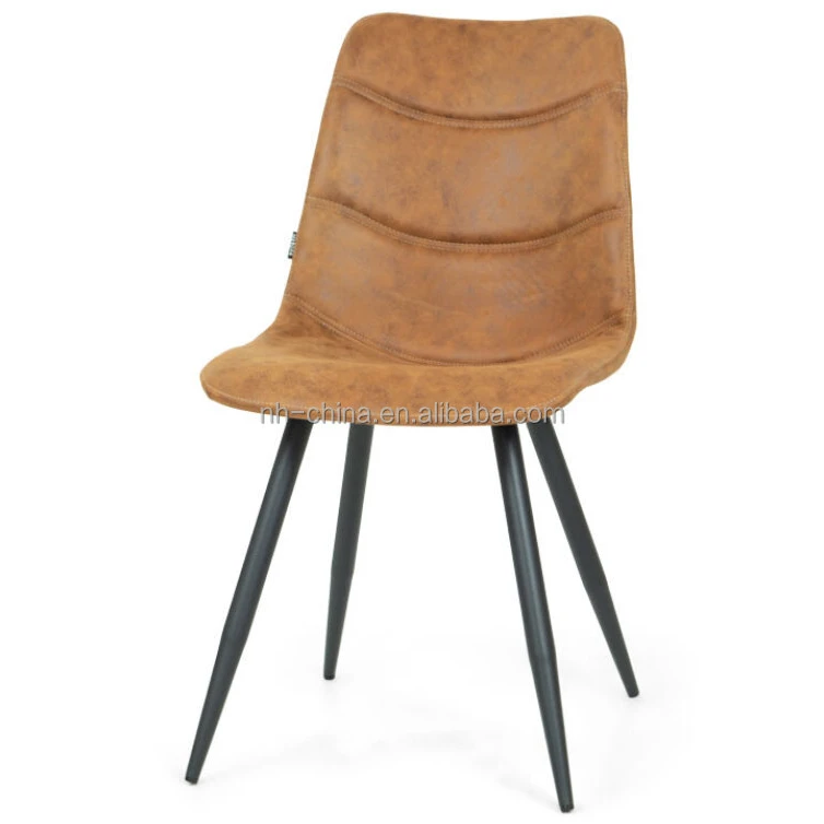 Industrial retro rustic brown leather bistro cafe dining chair