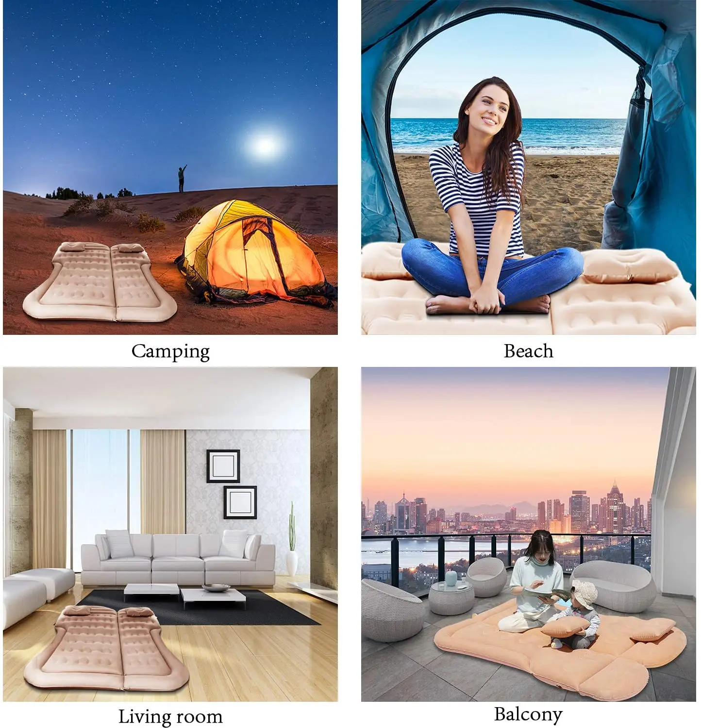 OEM Factory Flock Fabric PVC Back Seat Inflatable Car Air Mattress Outdoor Inflatable Car Bed