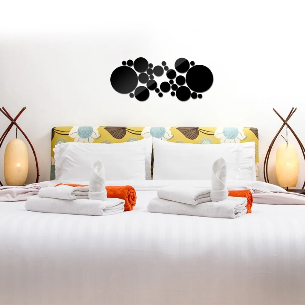 Hot Sale 26pcs Geometric Circle Mirror Wall Sticker Home Background Decoration 3D Accessories Stereo Removable Round Mirror