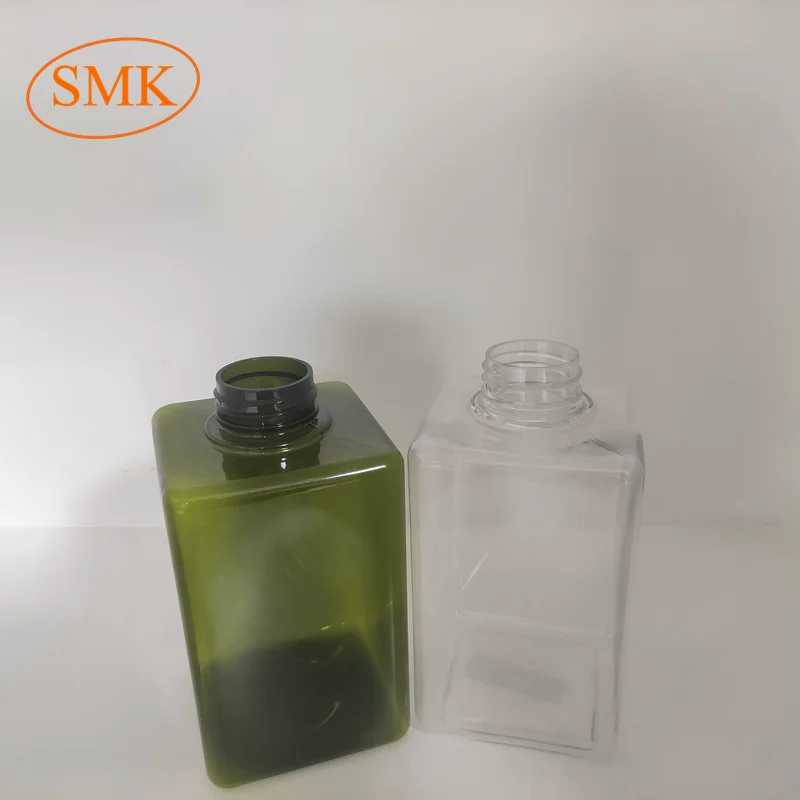 Bottles Rectangular Flat Square Plastic New Customized Design 500ml Empty Amber Cosmetic PET